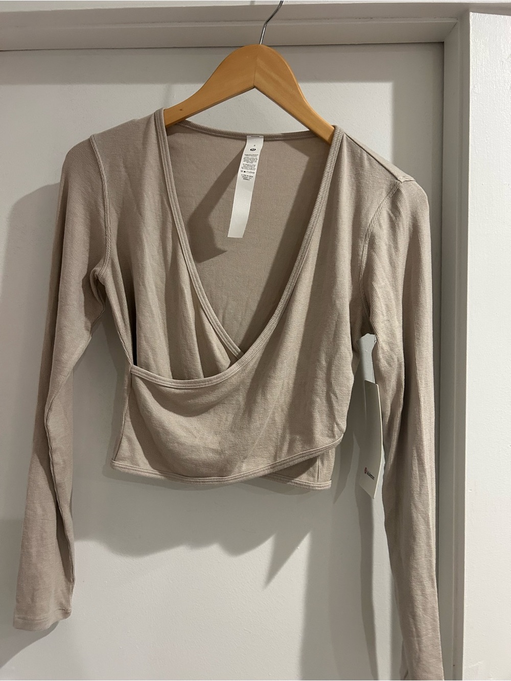 Lululemon wrap-front ribbed long sleeve top